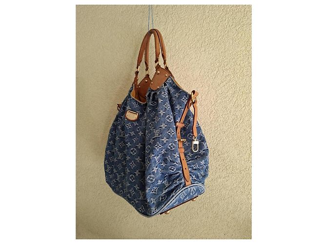Speedy Borsa Louis Vuitton Denim Monogram Hobo Blu - vista 3