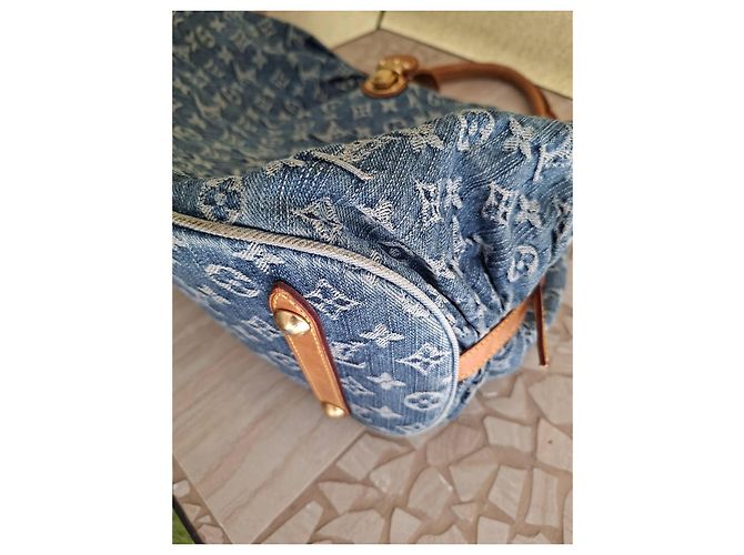 Speedy Borsa Louis Vuitton Denim Monogram Hobo Blu - vista 7