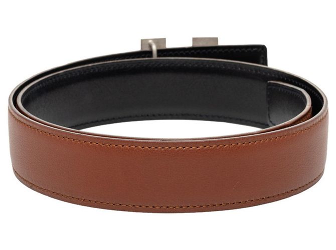 Hermès Hermes Wendelgürtel mit H-Schnalle Braun Schwarz Silber - Ansicht 3