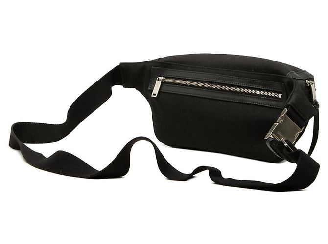 Borsa Sling Saint Laurent in tela e pelle nera Nero - vista 2