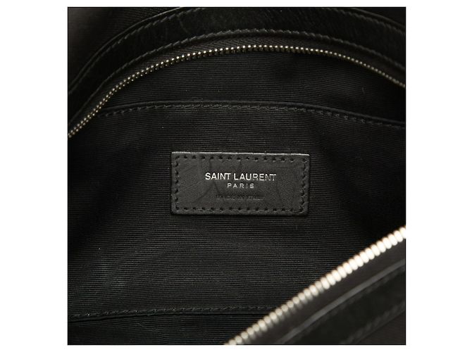 Borsa Sling Saint Laurent in tela e pelle nera Nero - vista 5