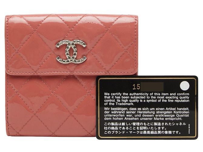 Cartera bi-fold Chanel de piel charol rosa - vista 13