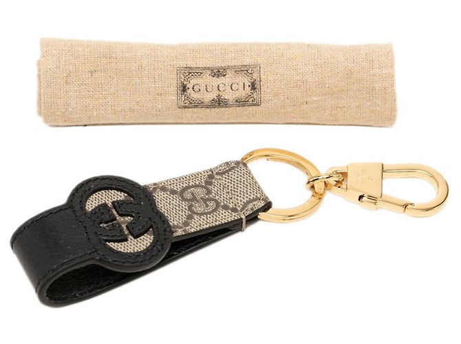 Gucci GG Supreme Interlocking G Schlüsselanhänger Schwarz Beige - Ansicht 6