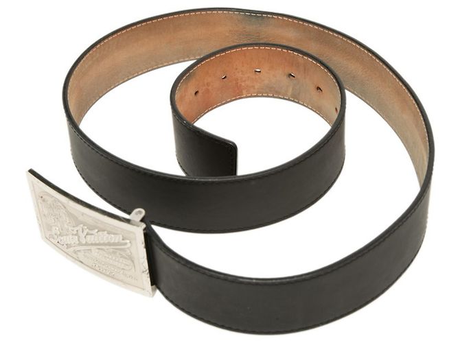 Louis Vuitton Ceinture Jeans Belt in pelle nera Nero - vista 6