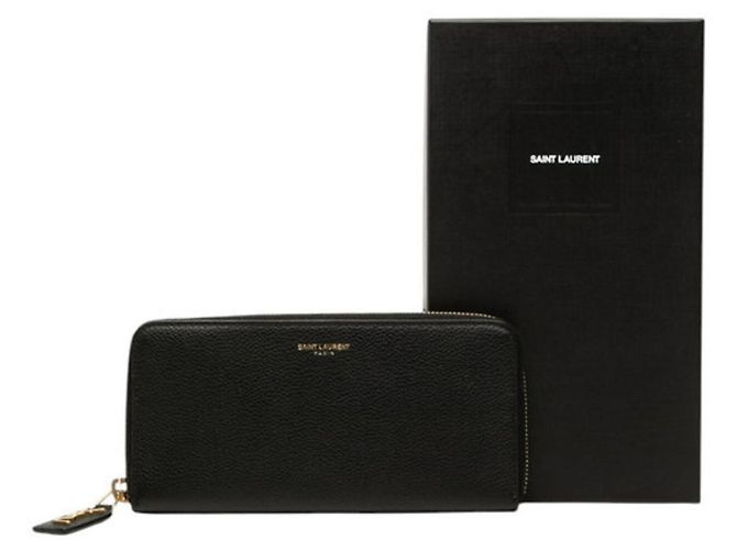 Cartera larga de piel negra Saint Laurent Negro - vista 7
