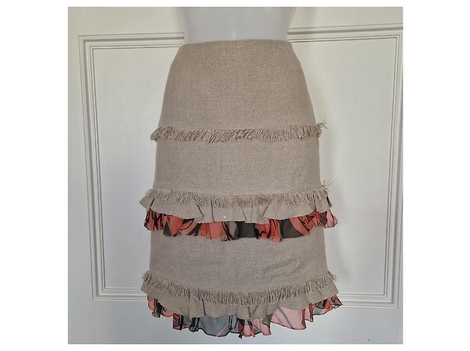 Falda Valentino de capas con volantes y estampado floral Rosa Beige - vista 4