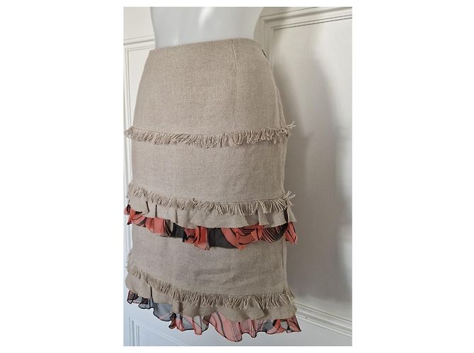 Falda Valentino de capas con volantes y estampado floral Rosa Beige - vista 5