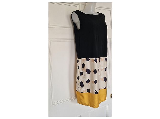 Max Mara MaxMara Studio Kleid mit Punkten Schwarz Weiß Golden - Ansicht 3