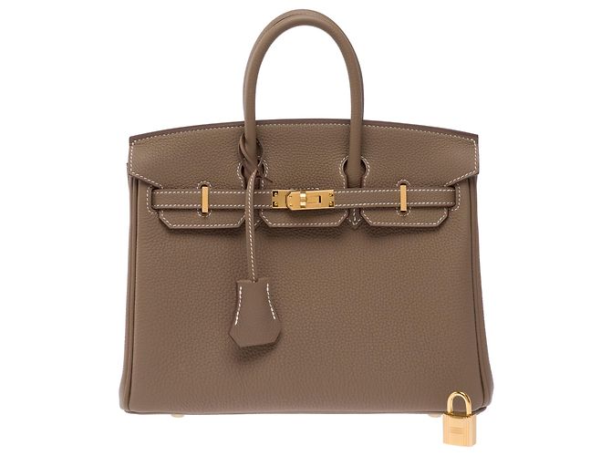 Hermès Borsa HERMES Birkin 25 in Pelle Étoupe - 103838 Taupe - vista 3