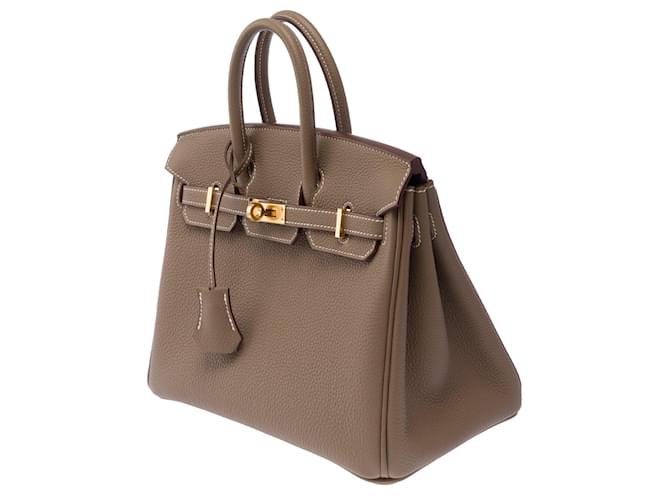 Hermès Borsa HERMES Birkin 25 in Pelle Étoupe - 103838 Taupe - vista 5