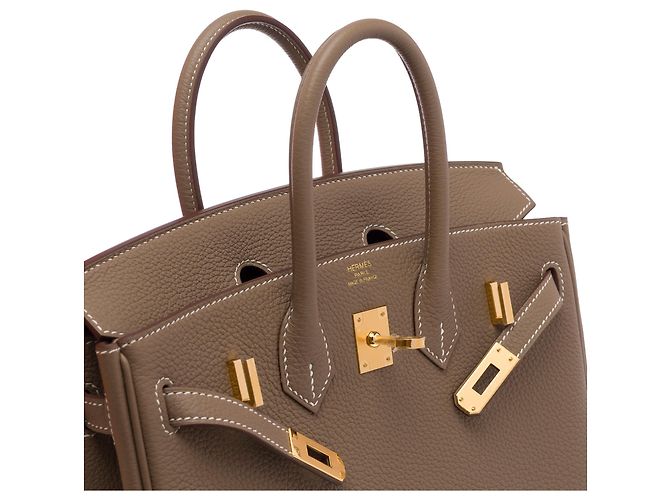 Hermès Borsa HERMES Birkin 25 in Pelle Étoupe - 103838 Taupe - vista 7