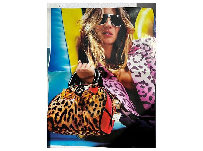 Christian Dior Borsa Bowling Gambler Dice Velluto Rosso Leopardata Marrone Stampa leopardo - vista 15