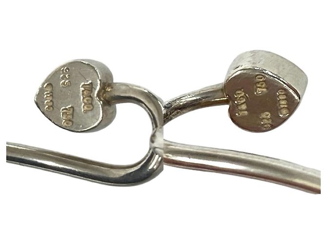 Tiffany & Co Bracciale rigido Tiffany Vintage Solid Double Heart Hook Argento D'oro - vista 3