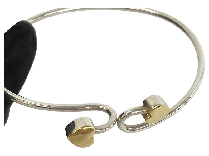 Tiffany & Co Bracciale rigido Tiffany Vintage Solid Double Heart Hook Argento D'oro - vista 4