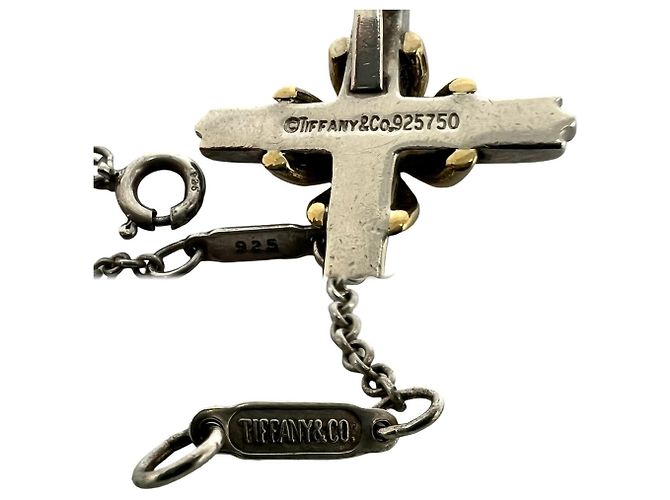 Collana Croce Signature Tiffany & Co. Argento Giallo - vista 3