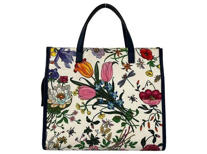 Gucci Flora Handtasche mit GG-Logo-Hardware Mehrfarben Marineblau - Ansicht 3