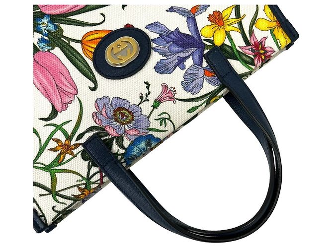 Gucci Flora Handtasche mit GG-Logo-Hardware Mehrfarben Marineblau - Ansicht 4