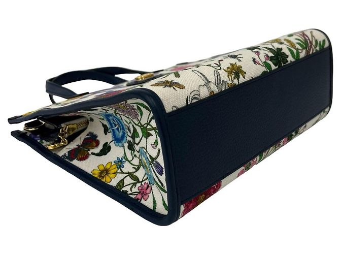 Gucci Flora Handtasche mit GG-Logo-Hardware Mehrfarben Marineblau - Ansicht 7