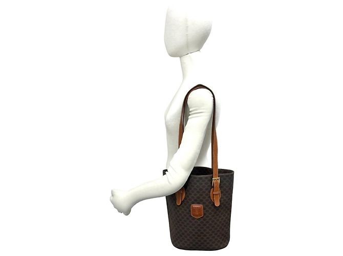 Céline CELINE Vintage Macadam Blazon Pattern Triomphe Logo Leder Tote Bag Braun - Ansicht 2