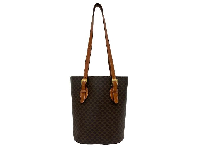 Céline CELINE Vintage Macadam Blazon Pattern Triomphe Logo Leder Tote Bag Braun - Ansicht 3