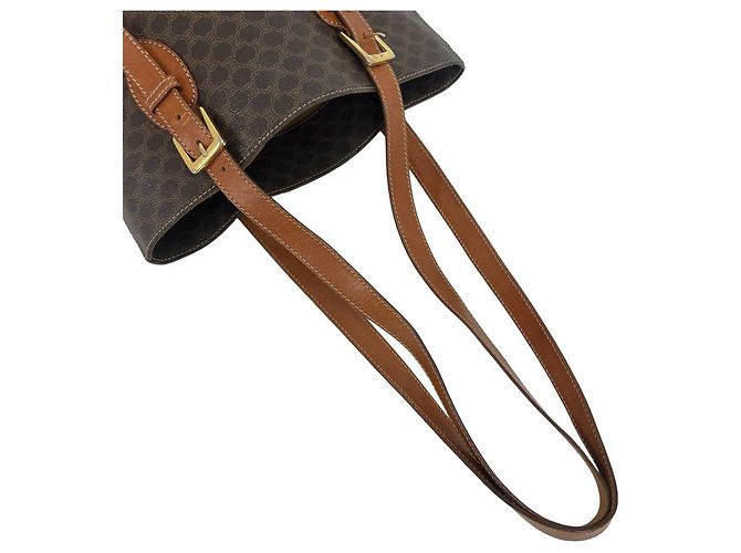 Céline CELINE Vintage Macadam Blazon Pattern Triomphe Logo Leder Tote Bag Braun - Ansicht 4