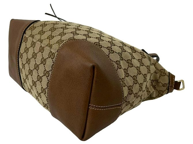 Borsa a mano Gucci in tela GG e pelle Marrone - vista 8