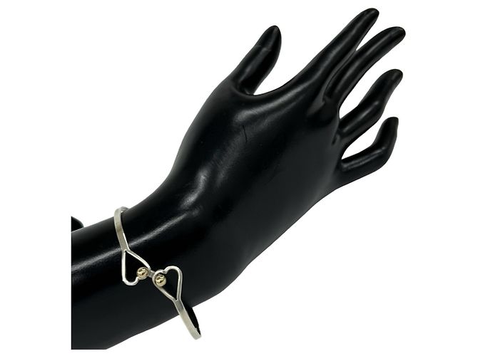 Tiffany & Co Bracciale Tiffany Vintage Hook & Eye Double Heart Argento D'oro - vista 2