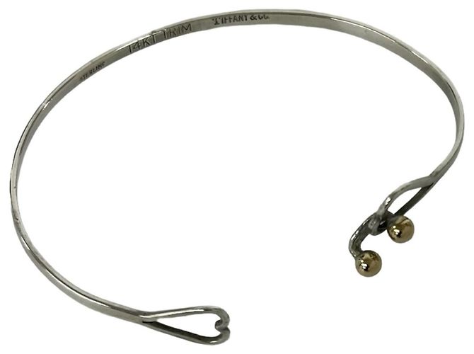 Tiffany & Co Bracciale Tiffany Vintage Hook & Eye Double Heart Argento D'oro - vista 4