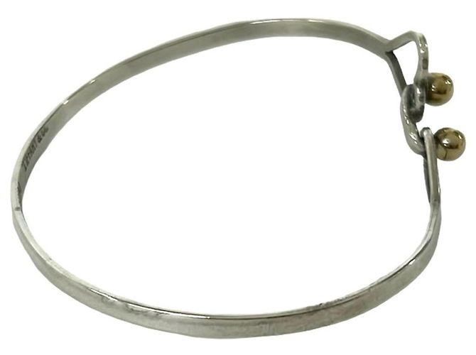 Tiffany & Co Bracciale Tiffany Vintage Hook & Eye Double Heart Argento D'oro - vista 6