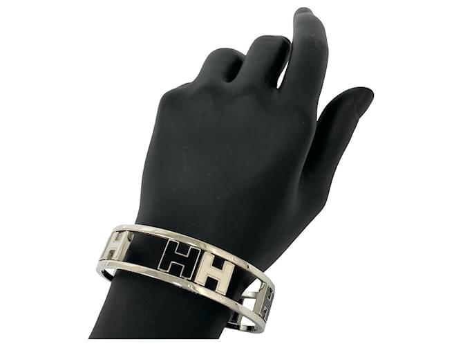 Bracciale Hermès Rond H Logo Nero Argento - vista 2