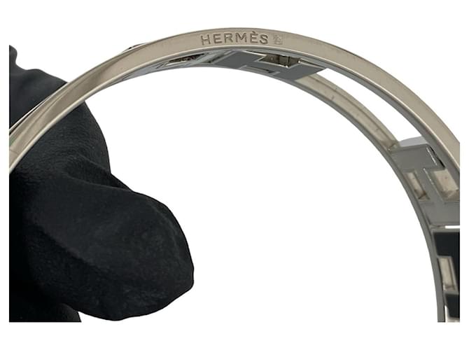 Bracciale Hermès Rond H Logo Nero Argento - vista 3