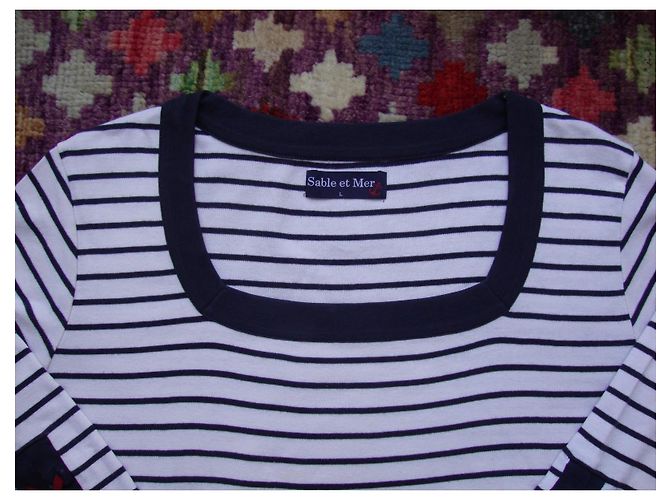 Autre Marque Sable et Mer Camiseta de manga larga a rayas Blanco Azul marino - vista 3
