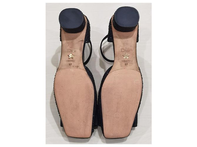Christian Dior Idylle Décolleté con cinturino e fiocco di cristalli neri Nero - vista 13