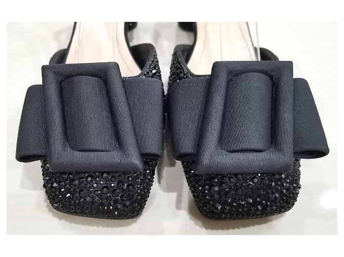Christian Dior Idylle Décolleté con cinturino e fiocco di cristalli neri Nero - vista 2