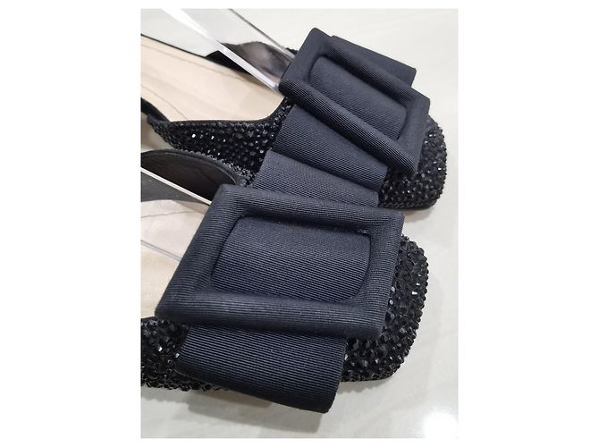 Christian Dior Idylle Décolleté con cinturino e fiocco di cristalli neri Nero - vista 3