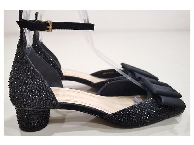Christian Dior Idylle Décolleté con cinturino e fiocco di cristalli neri Nero - vista 5