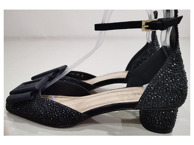 Christian Dior Idylle Décolleté con cinturino e fiocco di cristalli neri Nero - vista 6
