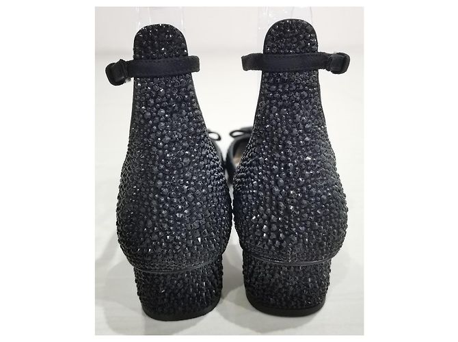 Christian Dior Idylle Décolleté con cinturino e fiocco di cristalli neri Nero - vista 7