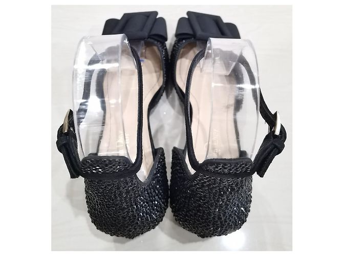 Christian Dior Idylle Décolleté con cinturino e fiocco di cristalli neri Nero - vista 8