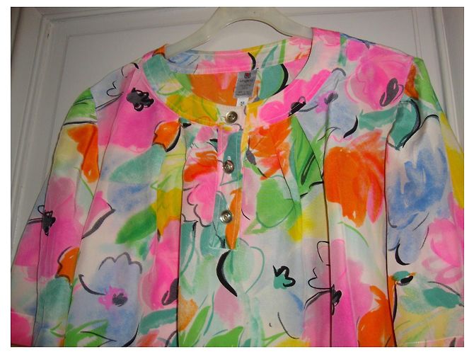 Emanuel Ungaro Ungaro Solo Donna Mehrfarbige Blumenbluse Pink Blau Mehrfarben Grün Orange Gelb - Ansicht 2