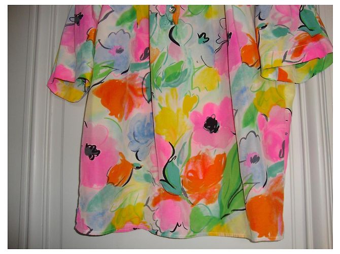 Emanuel Ungaro Ungaro Solo Donna Mehrfarbige Blumenbluse Pink Blau Mehrfarben Grün Orange Gelb - Ansicht 3