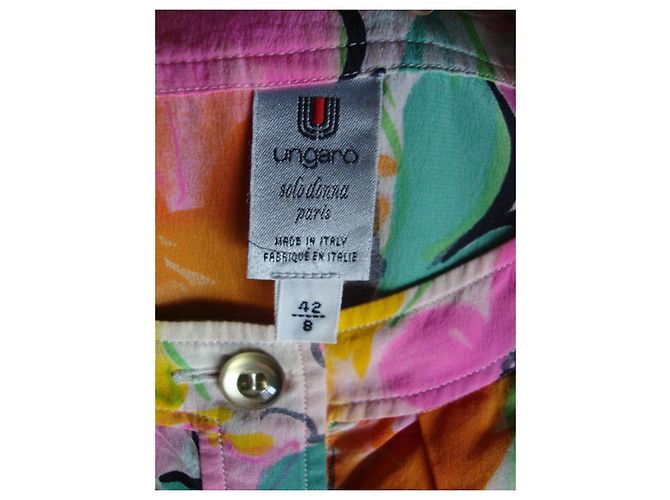 Emanuel Ungaro Ungaro Solo Donna Mehrfarbige Blumenbluse Pink Blau Mehrfarben Grün Orange Gelb - Ansicht 4