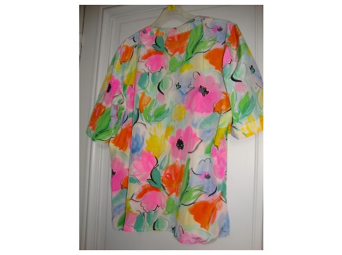 Emanuel Ungaro Ungaro Solo Donna Mehrfarbige Blumenbluse Pink Blau Mehrfarben Grün Orange Gelb - Ansicht 5