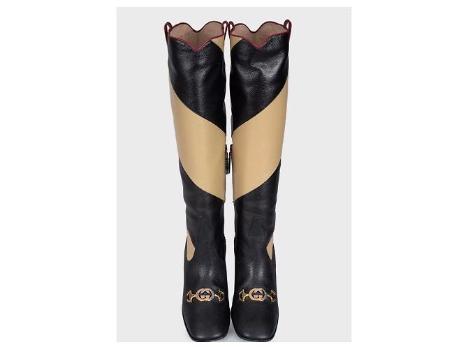 Gucci Multicolor Striped Leather Wedge Boots Sz.38 Pre-owned - view 2