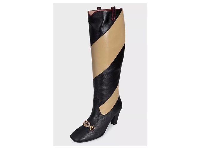 Gucci Multicolor Striped Leather Wedge Boots Sz.38 Pre-owned - view 3