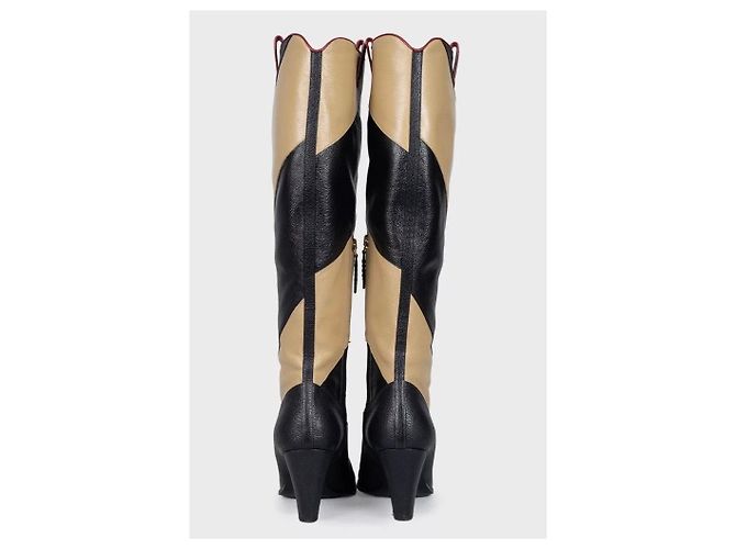Gucci Multicolor Striped Leather Wedge Boots Sz.38 Pre-owned - view 4
