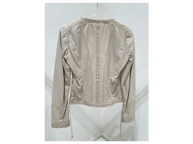 Veste courte en cuir ivoire Roberto Cavalli IT 40 d'occasion - vue 10