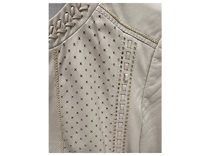 Veste courte en cuir ivoire Roberto Cavalli IT 40 d'occasion - vue 4
