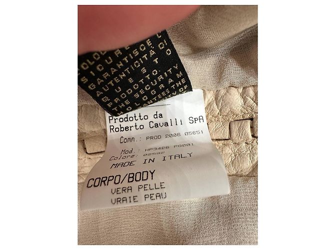 Veste courte en cuir ivoire Roberto Cavalli IT 40 d'occasion - vue 6