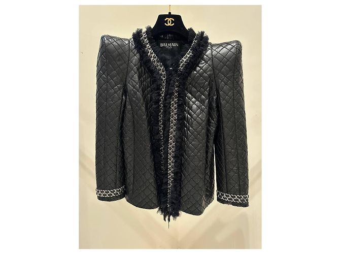 Balmain Paris Steppjacke aus Lammleder - Größe 40 gebraucht - Ansicht 2
